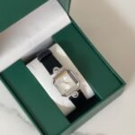 ساعة جلدية اسود وفضي