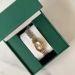 ساعة سيراميك ذهبي وفضي