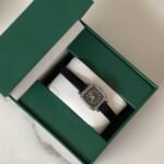 ساعة جلدية اسود وفضي